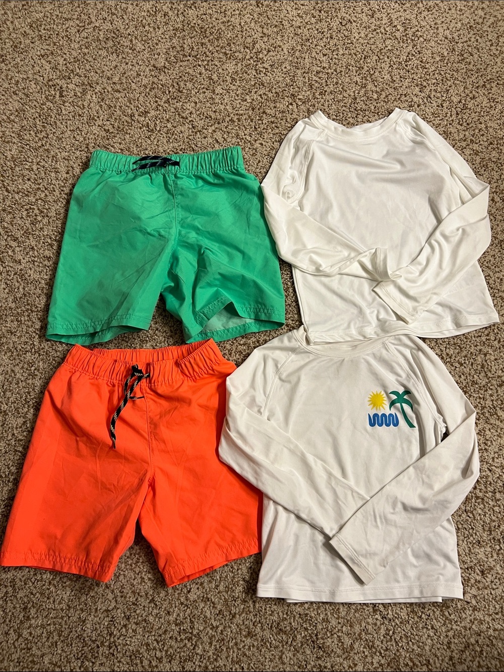 Old Navy Orange Swim Trunks with Green Accent